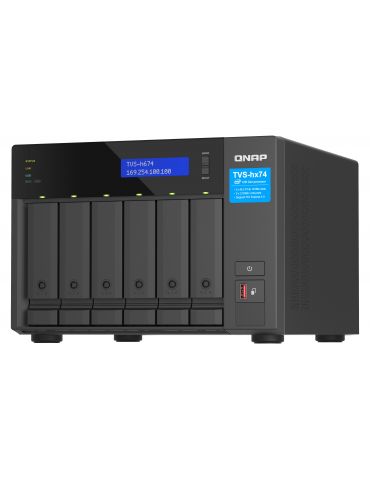 QNAP TVS-H674T-I5-32G NAS & servere de stocare a datelor Tower Intel® Core™ i5 i5-12400 32 Giga Bites DDR4 HDD QNAP QTS Negru