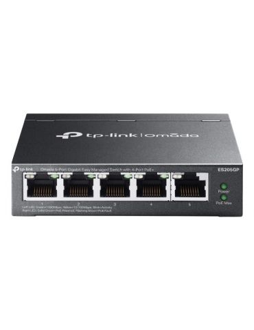 TP-Link Omada ES205G Gestionate Gigabit Ethernet (10 100 1000) Power over Ethernet (PoE) Suport Negru