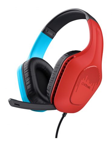 Trust GXT 416S Zirox Căști Prin cablu Bandă de fixare pe cap Gaming Negru, Cyan, Roşu