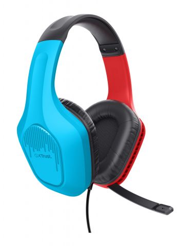 Trust GXT 416S Zirox Căști Prin cablu Bandă de fixare pe cap Gaming Negru, Cyan, Roşu