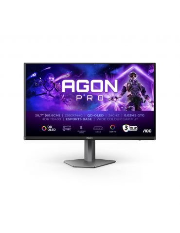 AOC AGON PRO AG276QZD2 monitoare LCD 67,8 cm (26.7") 2560 x 1440 Pixel Quad HD QDOLED Gri - Tik.ro