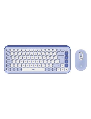 Logitech POP Icon Combo tastaturi Mouse inclus Universală Bluetooth QWERTY US Internațional Liliachiu, Alb - Tik.ro