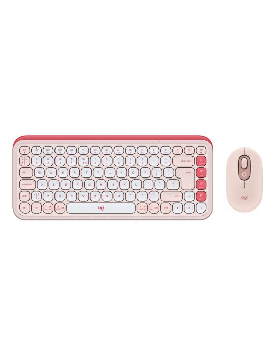 Logitech POP Icon Combo tastaturi Mouse inclus Universală Bluetooth QWERTY US Internațional Roz, Alb