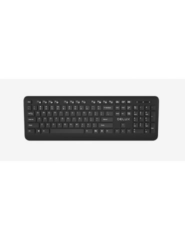 Tastatura delux wireless 104 taste multimedia 12 combinatii fn  usb negru k193g-bk (include tv 0.8lei) Delux - 1 - Tik.ro