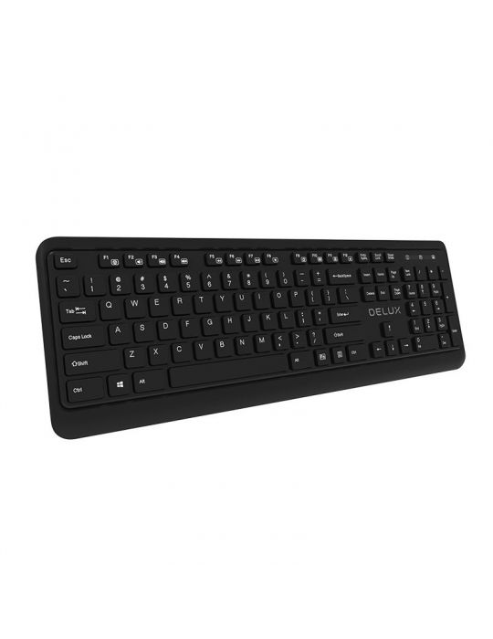 Kit tastatura si mouse delux ka190+m320gx wireless 104 taste format standard mouse  3/1 butoane negru ka190g (include tv 0.8lei)