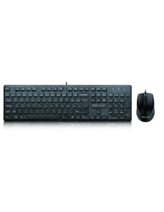 Kit tastatura si mouse delux ka150u+m136bu cu fir 105 taste format standard mouse  3/1 butoane negru ka150ukit (include tv 0.8le