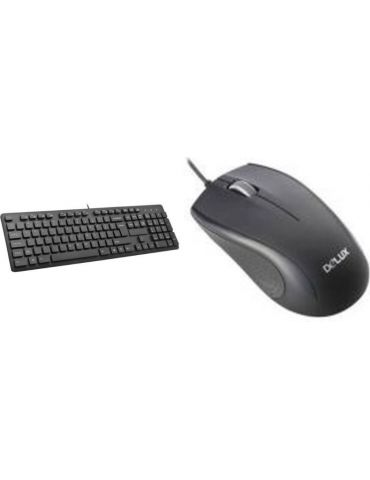 Kit tastatura si mouse delux ka150u+m136bu cu fir 105 taste format standard mouse  3/1 butoane negru ka150ukit (include tv 0.8le