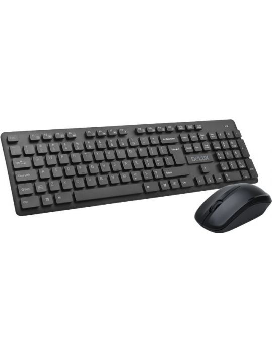 Kit tastatura si mouse delux ka150+m136gx wireless 104 taste format standard mouse  3/1 butoane negru ka150g (include tv 0.8lei)
