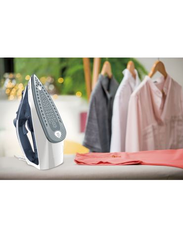 Tefal Express Steam FV2837 Fier de călcat uscat și cu abur Placă de cerilium 2400 W Albastru, Gri, Alb