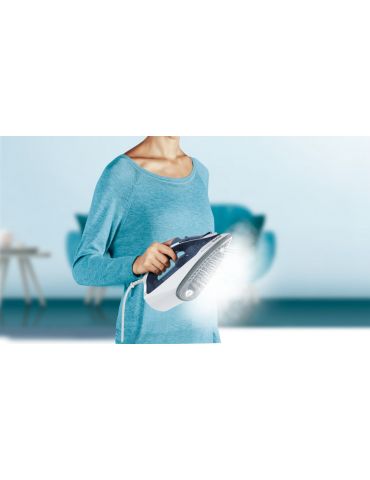 Tefal Express Steam FV2837 Fier de călcat uscat și cu abur Placă de cerilium 2400 W Albastru, Gri, Alb