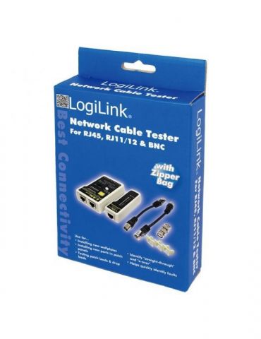 Tester cablu retea logilink pt. cablu utp ftp coaxial conector rj45 rj11 rj12 bnc wz0015 (include tv 0.8lei) Logilink - 1