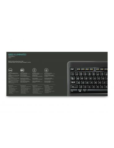 Logitech Wireless Illuminated Keyboard K800 tastaturi RF fără fir QWERTY Englez Negru Logitech - 9