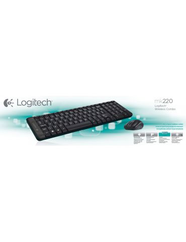 Logitech Wireless Combo MK220 tastaturi RF fără fir QWERTY Englez Negru Logitech - 1 - Tik.ro