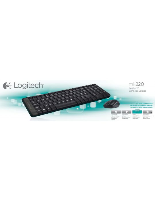 Logitech Wireless Combo MK220 tastaturi RF fără fir QWERTY Englez Negru Logitech - 1
