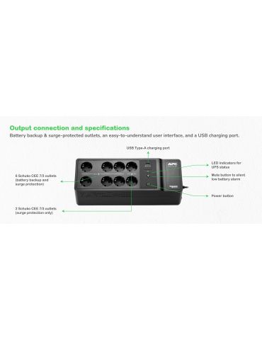 APC BE500G2-GR surse neîntreruptibile de curent (UPS) Standby (Offline) 0,5 kVA 300 W