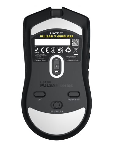 HATOR Pulsar 3 Wireless mouse-uri Gaming Ambidextru RF Wireless + Bluetooth + USB Type-C Optice 12000 DPI