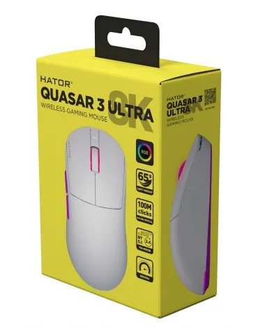 HATOR Quasar 3 Ultra 8K Wireless mouse-uri Gaming Ambidextru RF Wireless + Bluetooth + USB Type-A Optice 30000 DPI