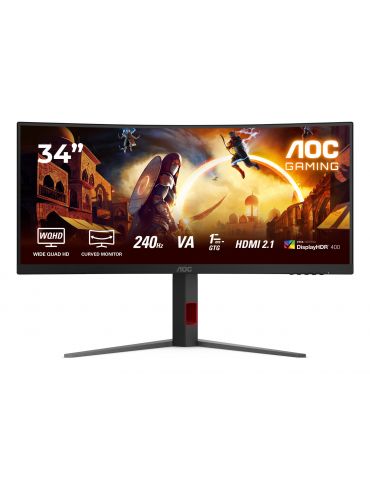 AOC G4 CU34G4Z monitoare LCD 86,4 cm (34") 3440 x 1440 Pixel Wide Quad HD LED Negru, Roşu - Tik.ro