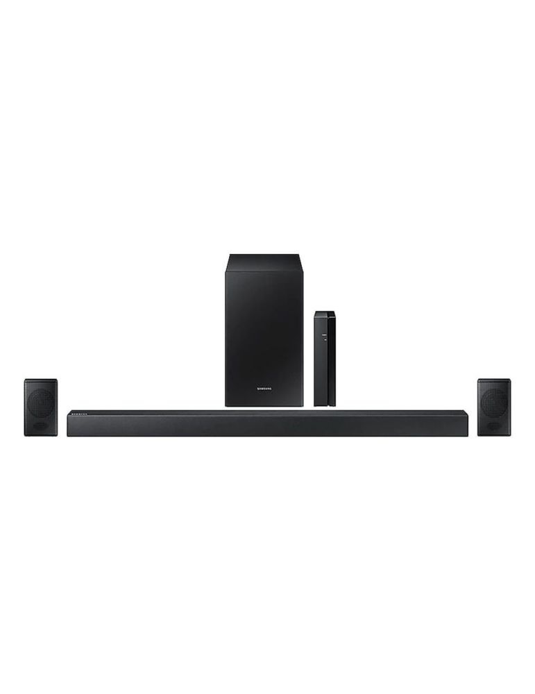 Soundbar 4.1 samsung bluetooth cu fir 240 w rms se poate monta pe perete alimentare 220v jack 3.5mm optic usb negru hw-r470 (inc