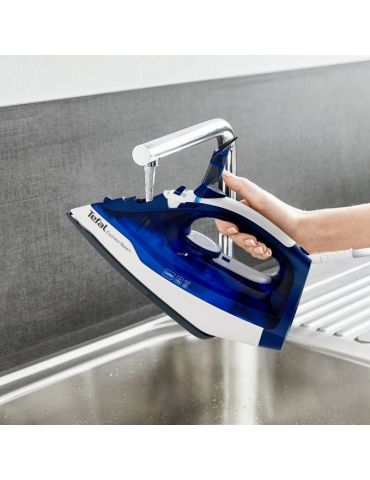 Tefal FV2838 Fier de călcat uscat și cu abur Placă de cerilium 2400 W Albastru, Alb