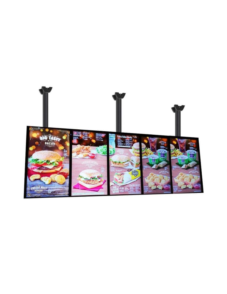 Meniu board cu 5 display-uri portret lg 49 si prindere de tavan vogel`s