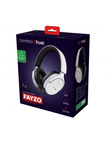 Trust GXT 489W FAYZO Căști Prin cablu Bandă de fixare pe cap Gaming Negru, Alb
