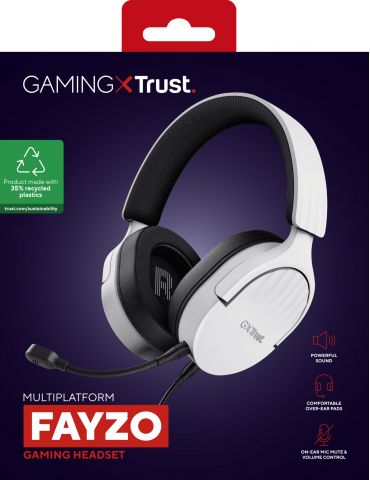 Trust GXT 489W FAYZO Căști Prin cablu Bandă de fixare pe cap Gaming Negru, Alb