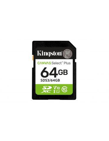 Kingston Technology Canvas Select Plus Gen3 64 Giga Bites SD UHS-I Clasa 10
