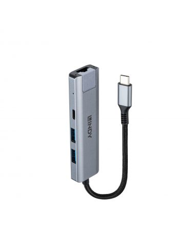 Lindy 43422 hub-uri de interfață USB 3.2 Gen 2 (3.1 Gen 2) Type-C 10000 Mbit s Gri