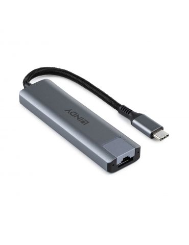 Lindy 43422 hub-uri de interfață USB 3.2 Gen 2 (3.1 Gen 2) Type-C 10000 Mbit s Gri