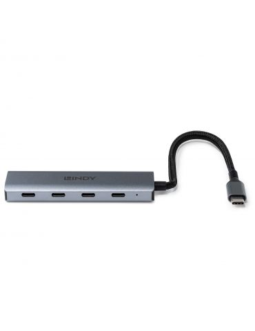 Lindy 43414 hub-uri de interfață USB 3.2 Gen 2 (3.1 Gen 2) Type-C 10000 Mbit s Gri