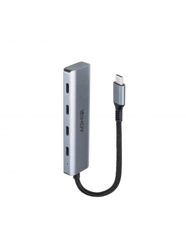Lindy 43414 hub-uri de interfață USB 3.2 Gen 2 (3.1 Gen 2) Type-C 10000 Mbit s Gri