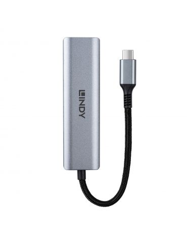 Lindy 43414 hub-uri de interfață USB 3.2 Gen 2 (3.1 Gen 2) Type-C 10000 Mbit s Gri