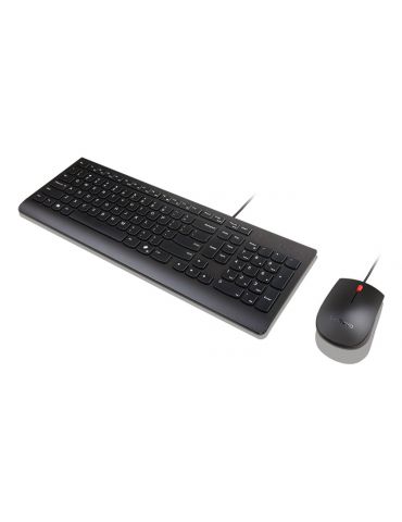 Lenovo Essential Wired Combo Black US Euro tastaturi Mouse inclus Universală USB Negru