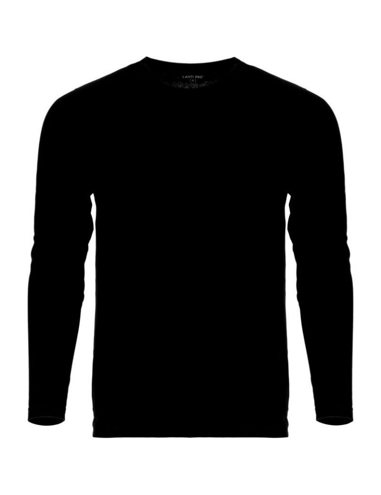Tricou bumbac subtire cu maneca lunga / negru - 3x