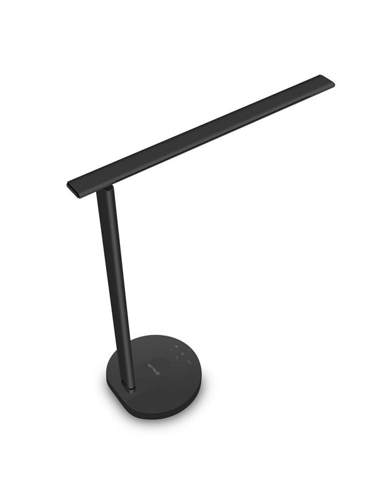 Lampa de birou WiFi Tellur Smart, 12W, lumina alba, calda, Qi 10W, USB 10W, reglabila, negru