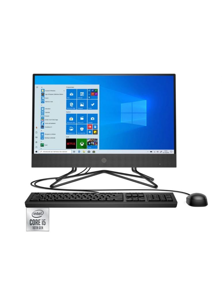 Desktop hp 200 g4 all-in-one 21.5 inch cpu i5-10210u intel uhd graphics 630 memorie 8 gb ssd 256 gb unitate optica tastatura