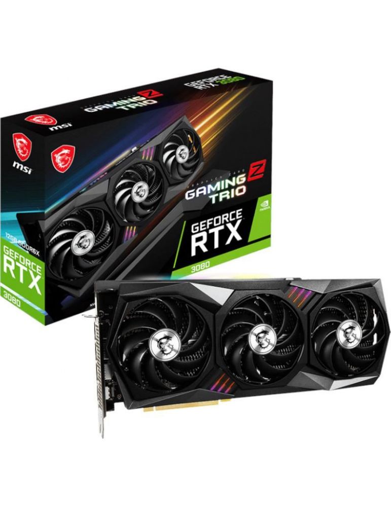 Placa video msi geforce rtx 3080 gaming z trio lhr12 12 gb gddr6x 384 biti pci express 4.0 x 16 hdmi displayport x 3 sistem r