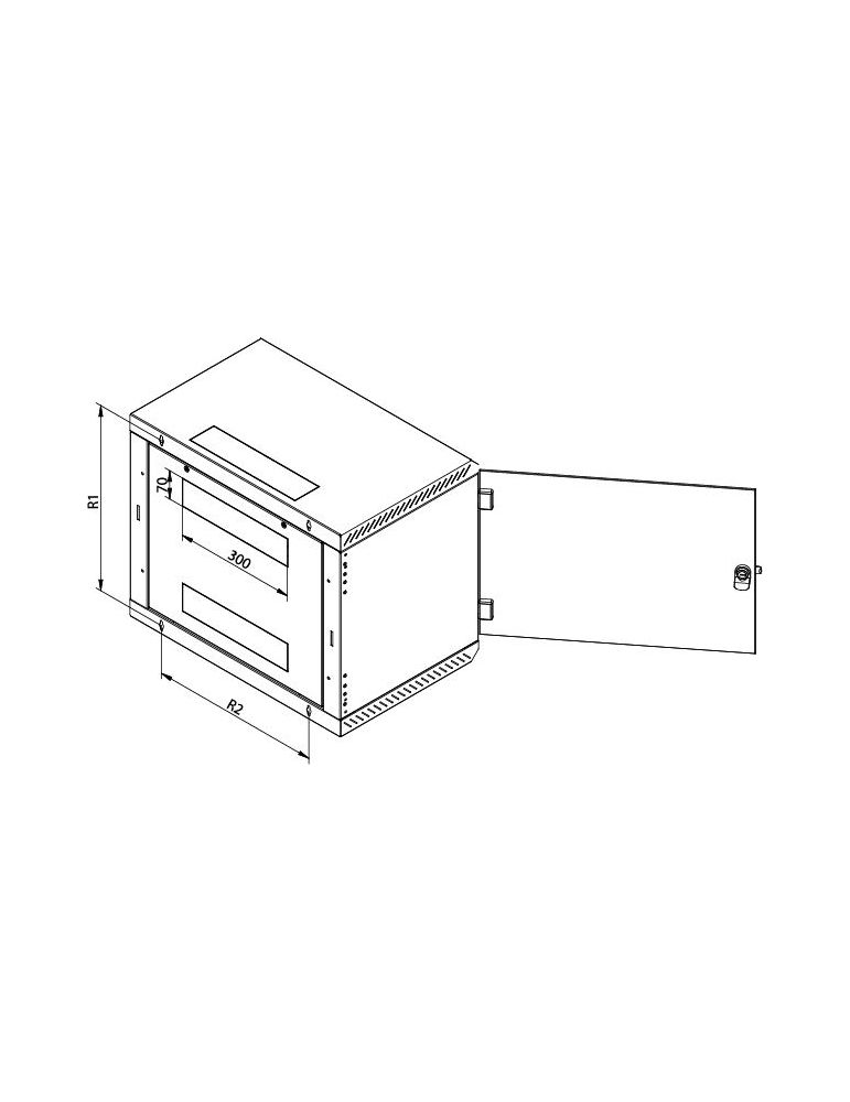 Rack de perete Triton seciune simpla 18 600mm adancime usa sticla panouri laterale fixe sectiuni ventilatie activa, sectiuni acc