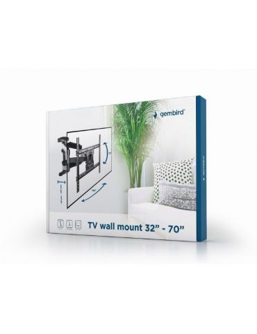 Suport de perete gembird pt 1 tv/monitor plat diag. max 70 inch rotatie inclinare pivotare pliere max 40 kg wm-70rt-01 Gembird -