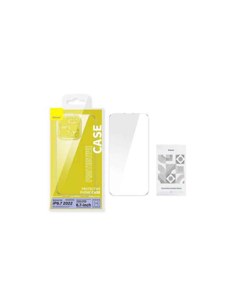 Husa smartphone baseus crystal series magnetic case pentru iphone 14 plus contine 1 x folie sticla display material silicon t