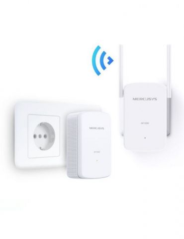 Kit powerline wi-fi gigabit mercusys wi-fi de 300 mbps 2.4ghz tehnologie av2 av1000 pana la 1000 mbps rj-45 x 1 porturi 10/100/1