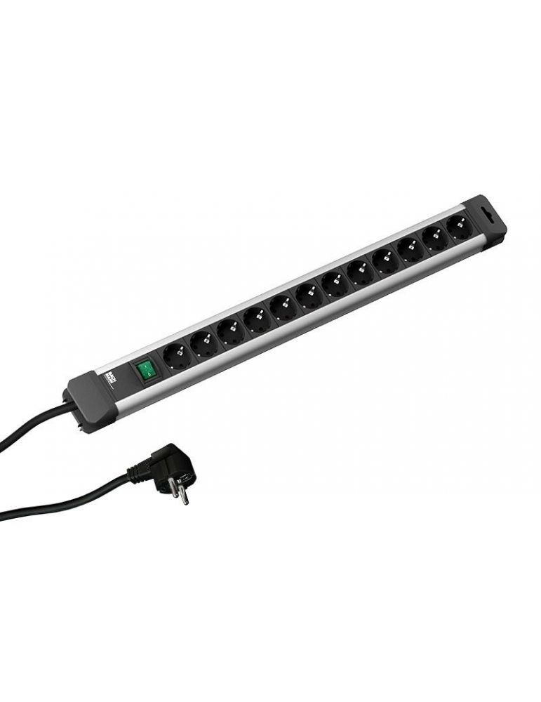Prelungitor bachmann schuko x 12 conectare prin schuko (t) cablu 2 m protectie copii negru | argintiu 330.103 (timbru verde 0