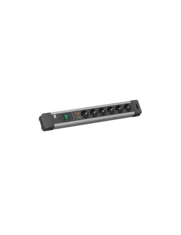 Prelungitor bachmann schuko x 6 conectare prin schuko (t) cablu 2 m protectie supratensiune negru | argintiu 330.104r (timbru