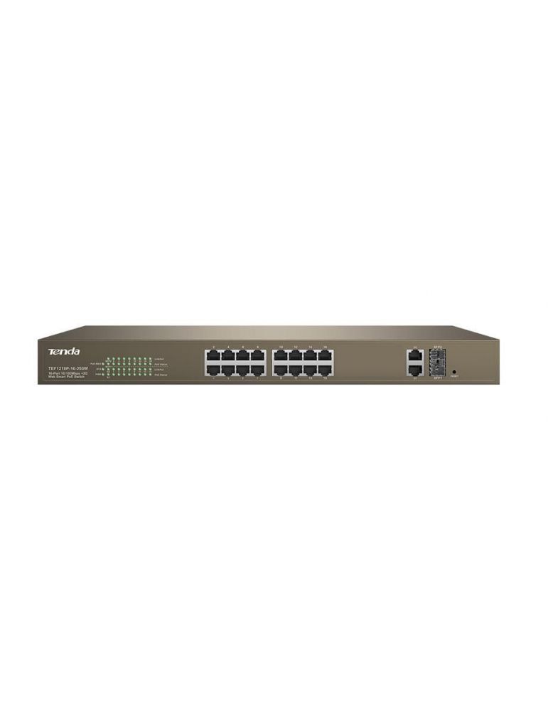 Tenda 16-port+2gb web smart poe switch tef1218p-16-250w (timbru verde 2 lei)