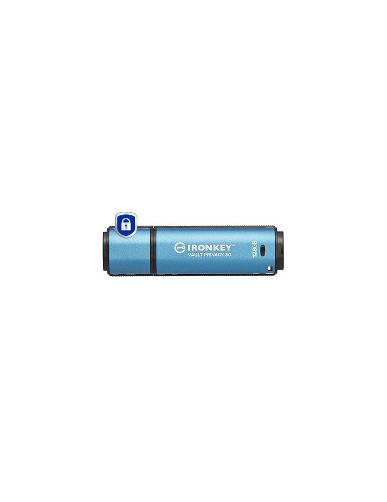 Kingston Technology IronKey Vault Privacy 50 memorii flash USB 128 Giga Bites USB Tip-A 3.2 Gen 1 (3.1 Gen 1) Negru, Albastru