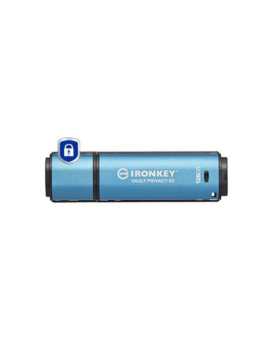 Kingston Technology IronKey Vault Privacy 50 memorii flash USB 128 Giga Bites USB Tip-A 3.2 Gen 1 (3.1 Gen 1) Negru, Albastru