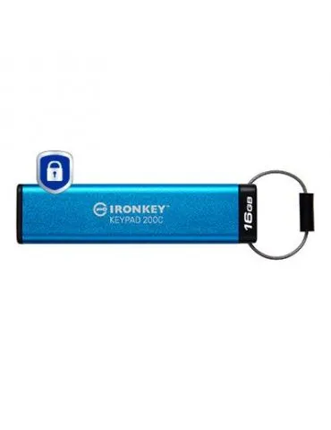 Kingston Technology IronKey Keypad 200 memorii flash USB 16 Giga Bites USB tip-C 3.2 Gen 1 (3.1 Gen 1) Albastru - Tik.ro
