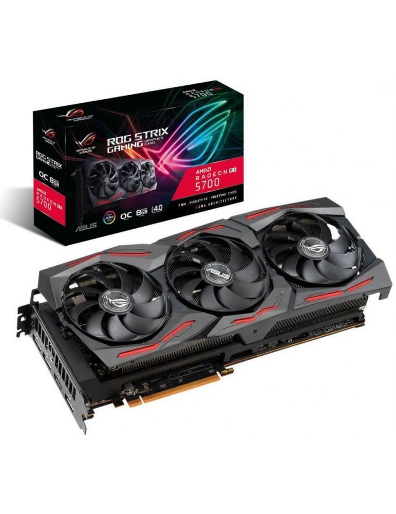 Placa video asus amd rog strix radeon rx 5700 oc 8 gb gddr6 256 biti pci express 4.0 x 16 hdmi displayport x 3 sistem racire aer