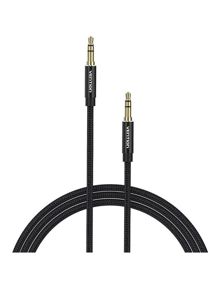 Vention Cablu audio vention jack 3.5mm (t) la jack 3.5mm (t) 1m conectori auriti braided bbc si tpe negru bawbf (timbru verde 0.03 le